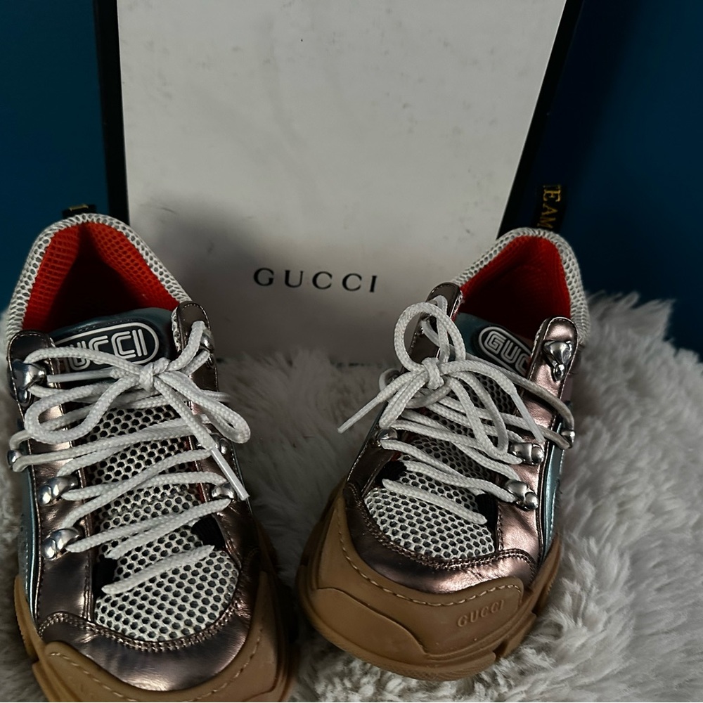 Gucci Kids Silver and White Sneakers